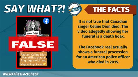 fake news celine dion|VERA FILES FACT CHECK: Celine Dion NOT dead.